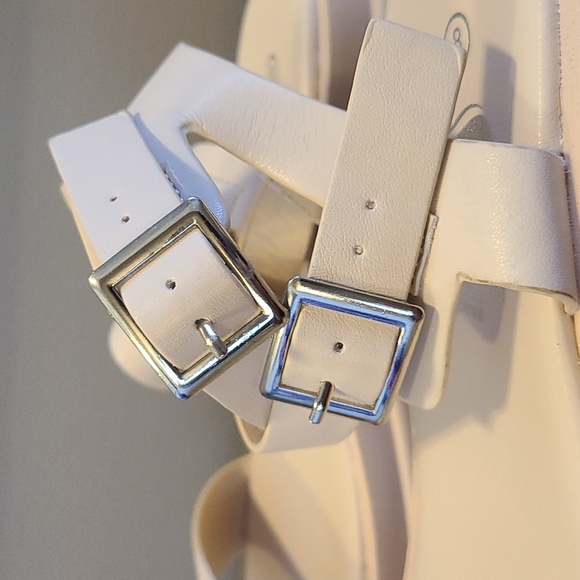 Shein Vegan Leather Double Buckled Ankle Strap Sandals in Off-White - Picture 7 of 13